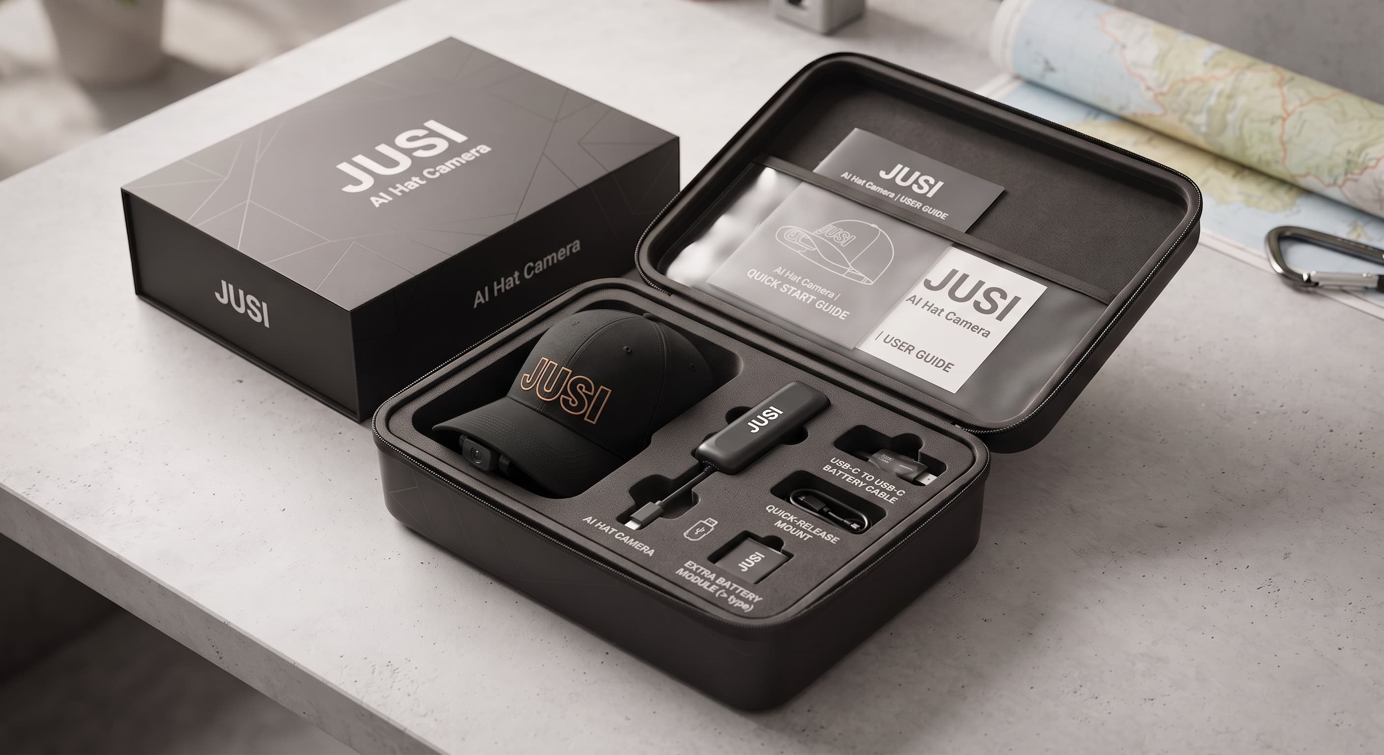 JUSI AI Hat Camera 产品包装展示